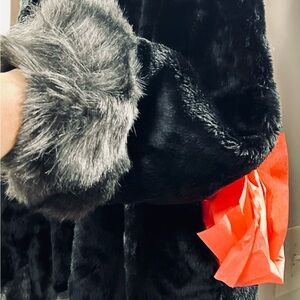 2 Faux Fur Scalloped Bottom Jacket GrayCollar/Sleeves New nice lining & pockets